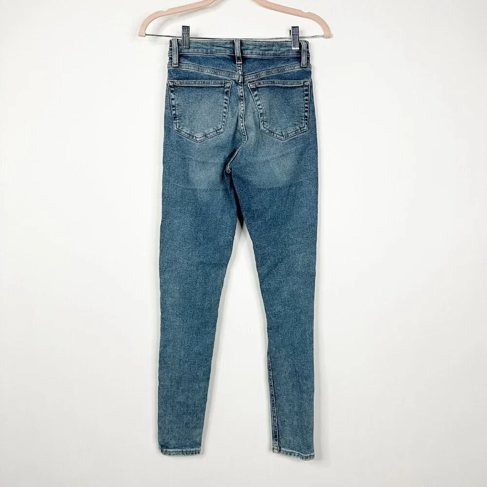 2/$30 Topshop Jamie High Rise Ripped  Skinny Mid Denim Tint W26 #9303